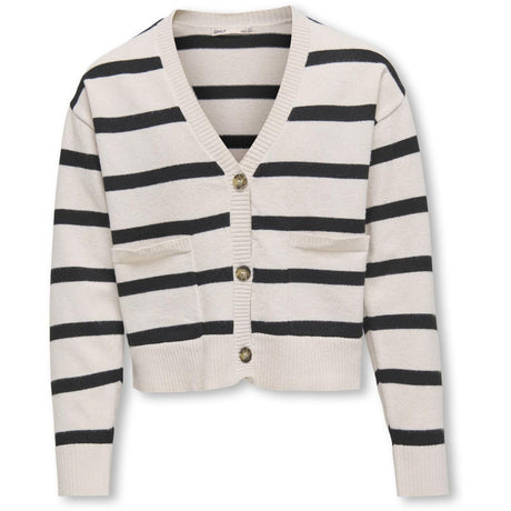 kids ONLY Birch Black Ama Stripe V-Neck Cardigan Strik