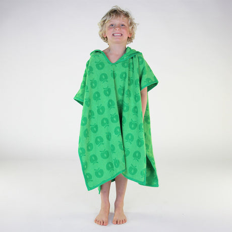 Småfolk Apple Green Badeponcho Til Børn Med Æbler