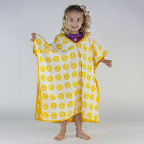 Småfolk Yellow Badeponcho Til Børn Med Æbler