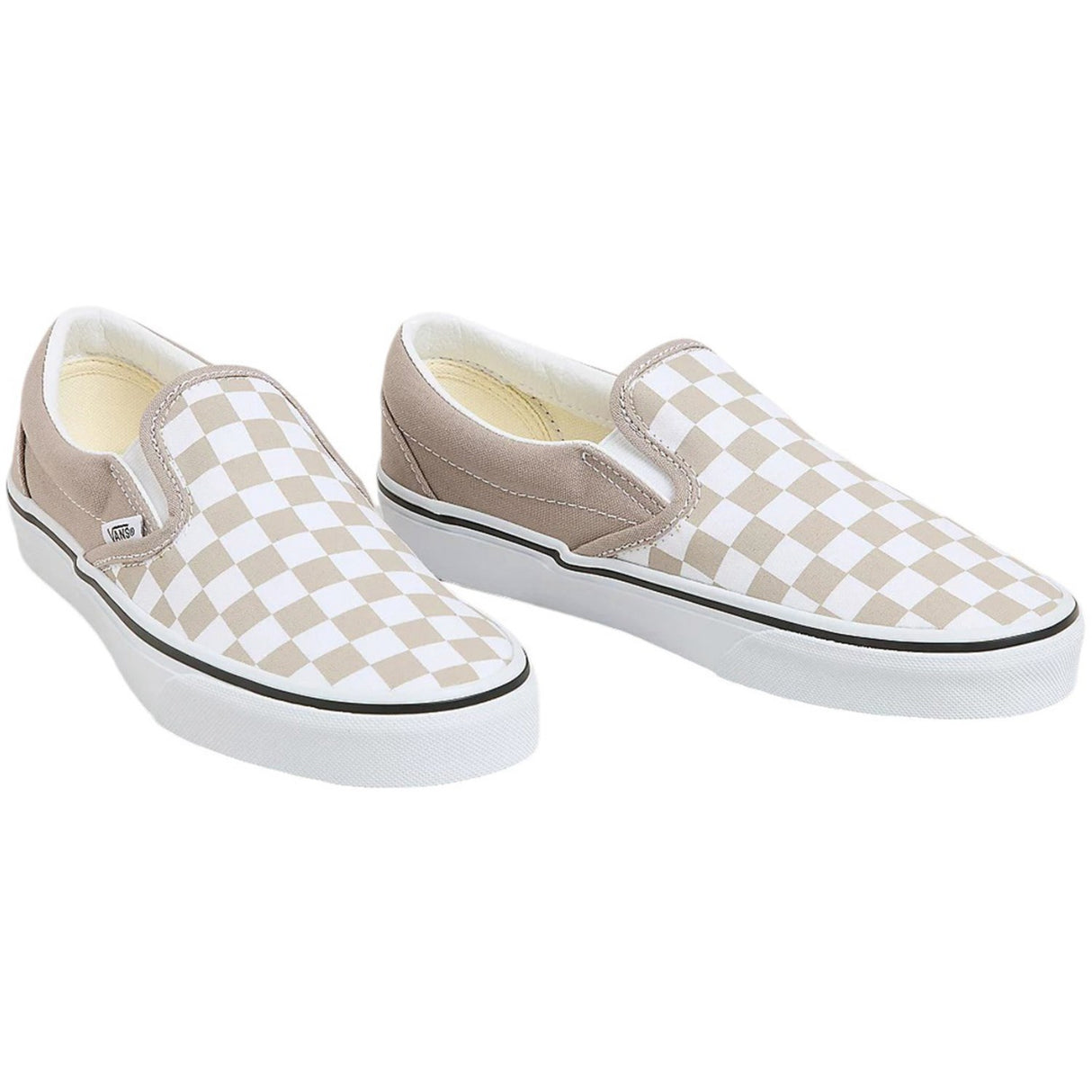 VANS Neutral Checkerboard BROWN/WHITE Classic Slip-On Neutral Checkerboard