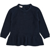 COPENHAGEN COLORS Navy Strikket Bluse m. Flæse