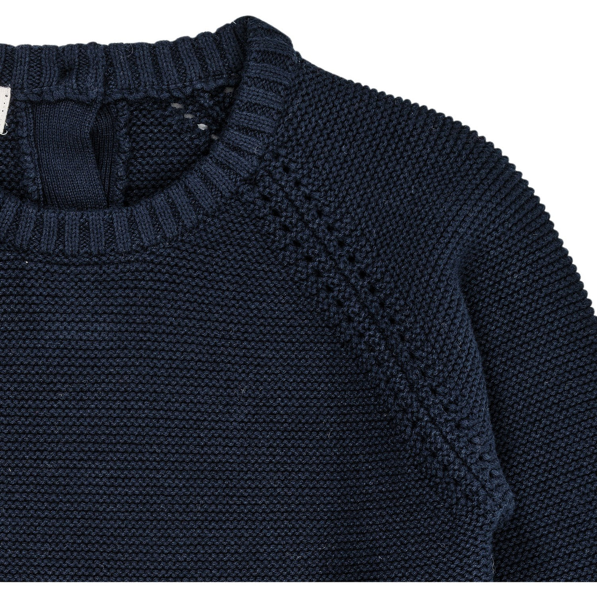 COPENHAGEN COLORS Navy Strikket Bluse m. Flæse