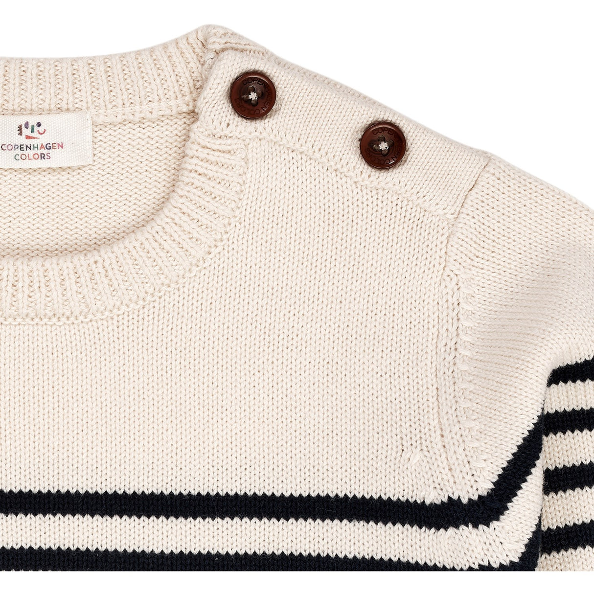 Copenhagen Colors Cream Navy Combi Strikket Striped Sailor Sweater