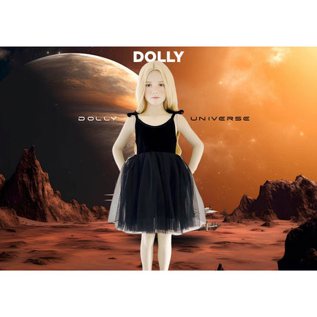 Dolly by Le Petit Tom Black Dolly Universe Velvet Cosmic Strings Tutu Kjole