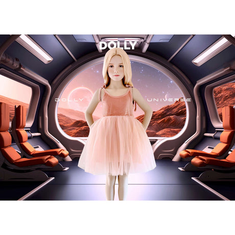 Dolly by Le Petit Tom Pink Dolly Universe Velvet Cosmic Strings Tutu Kjole