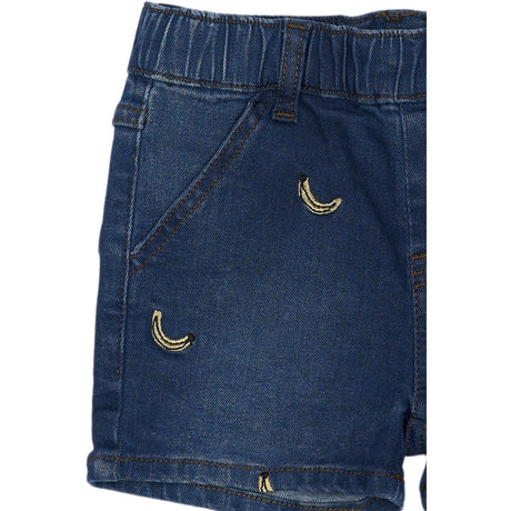 THE NEW Siblings Medium Blue Denim Embroidery Otis Denim Shorts