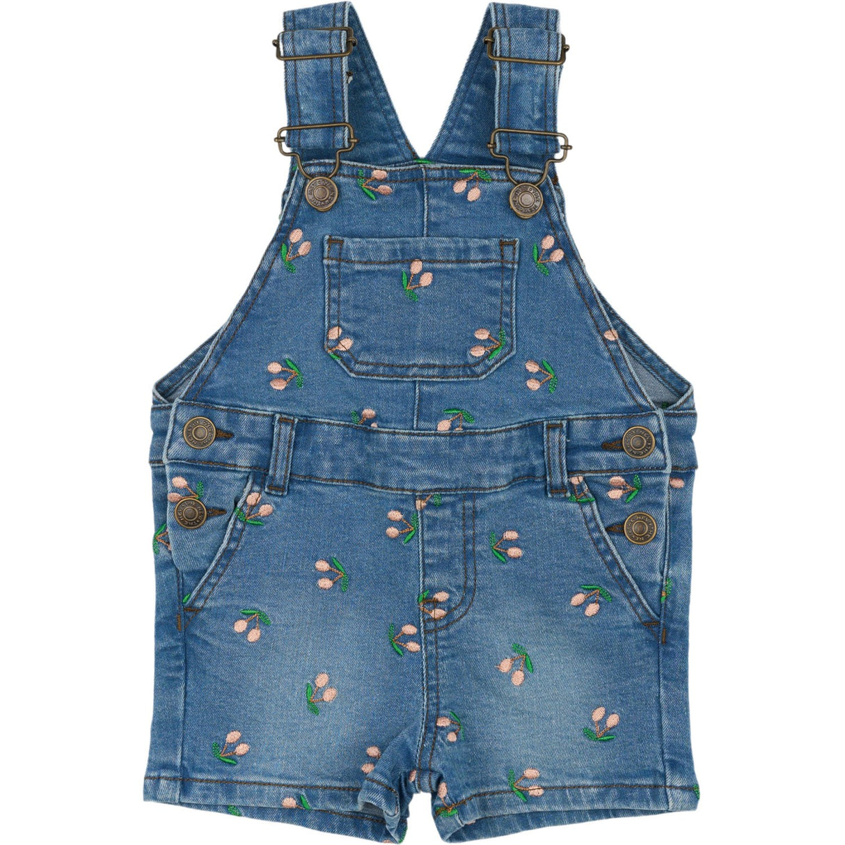 THE NEW Siblings Light Blue Denim Embroidery Ovia Short Denim Dungarees