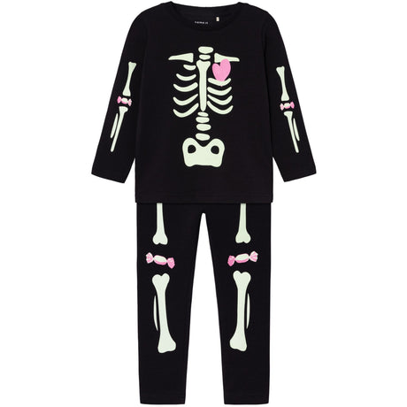 Name It Black Pink Oween Top Sæt Skeleton