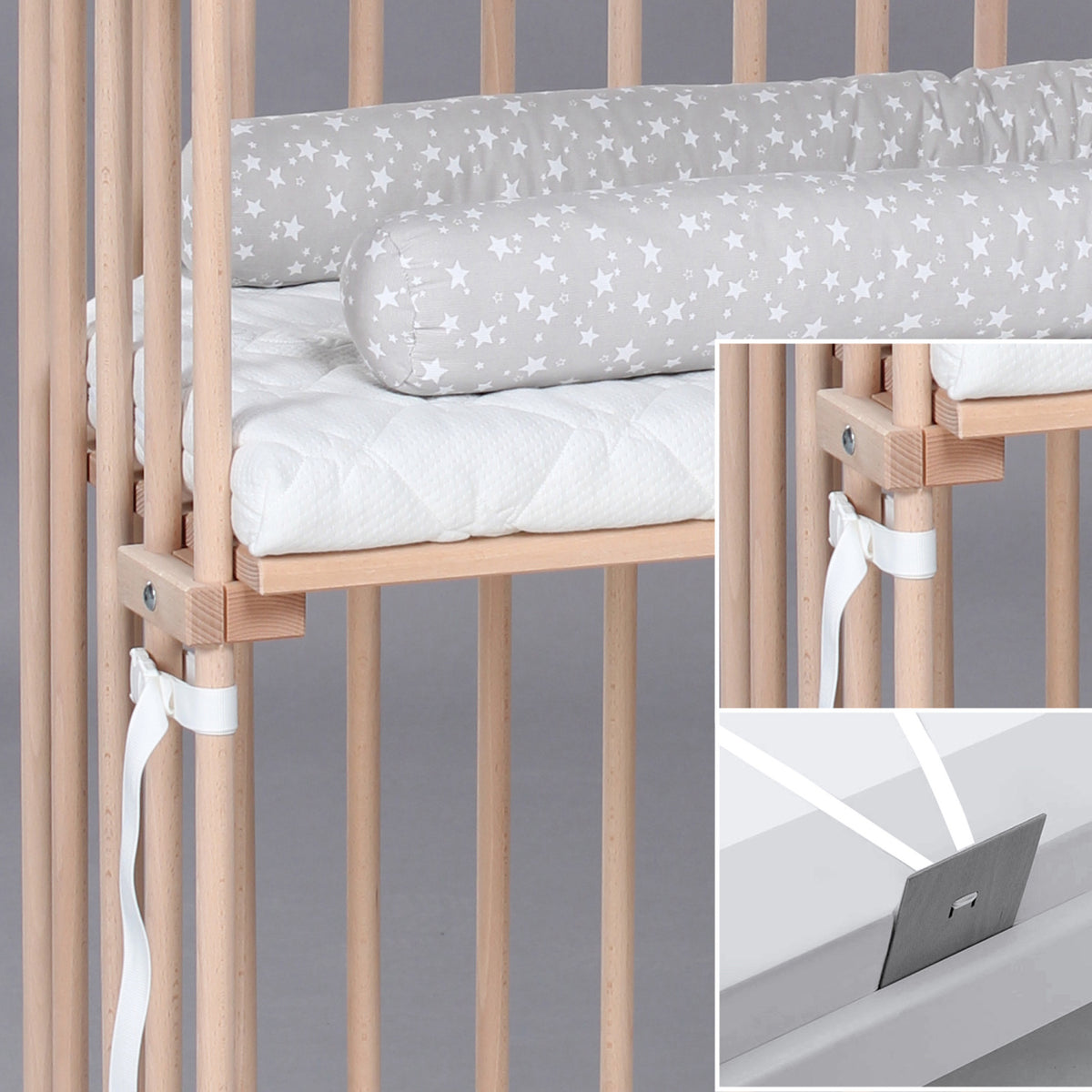 babybay® Bedside Crib Natural Ubehandlet Boxspring Co-Sleeper Babyseng
