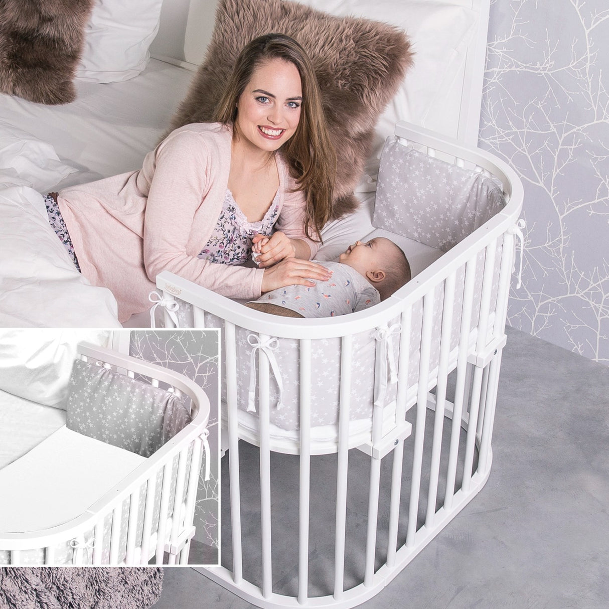 babybay ® White Varnished Boxspring Co-Sleeper