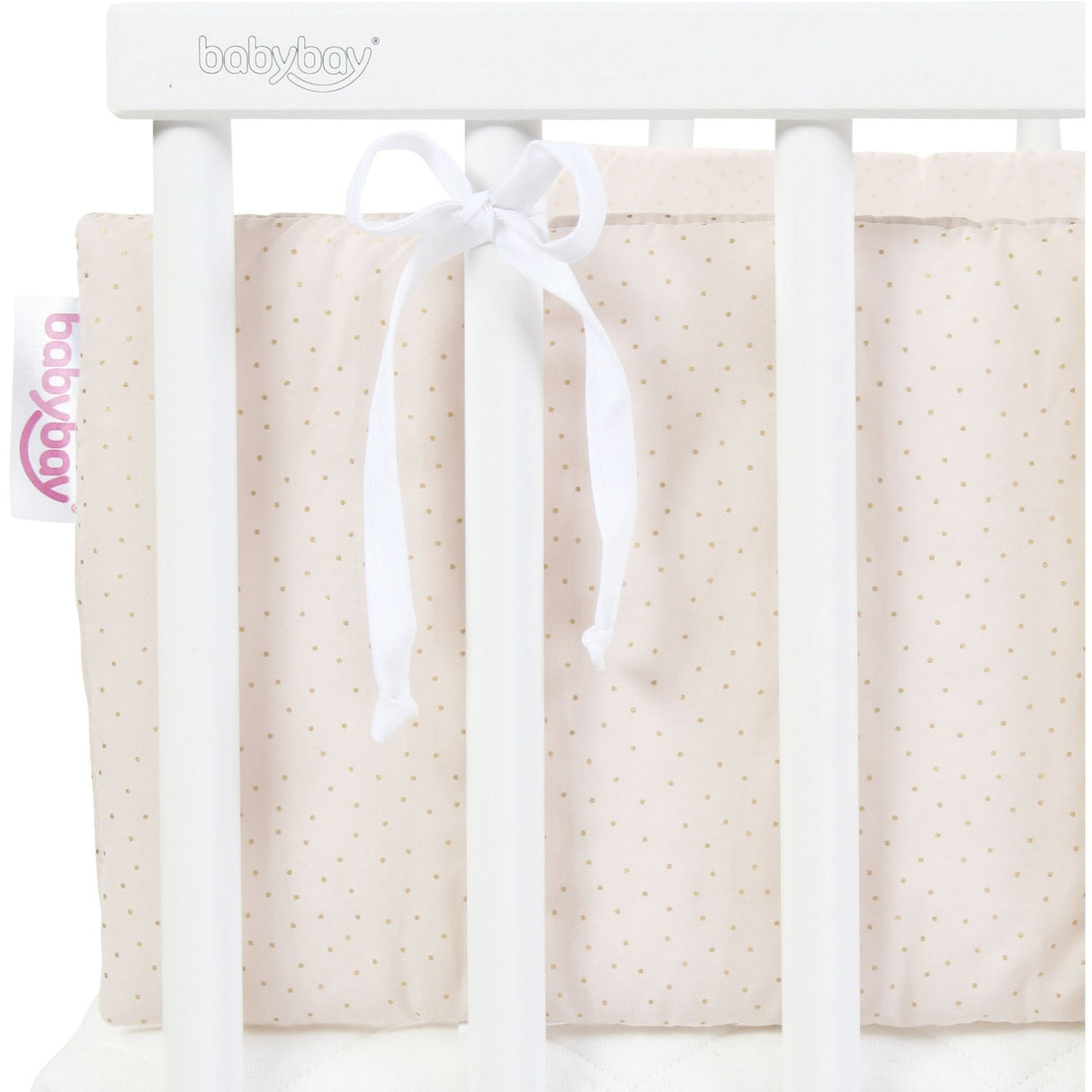 babybay ® Beige Glitter Dots Gold Sengerand Økologisk Bomuld Royal