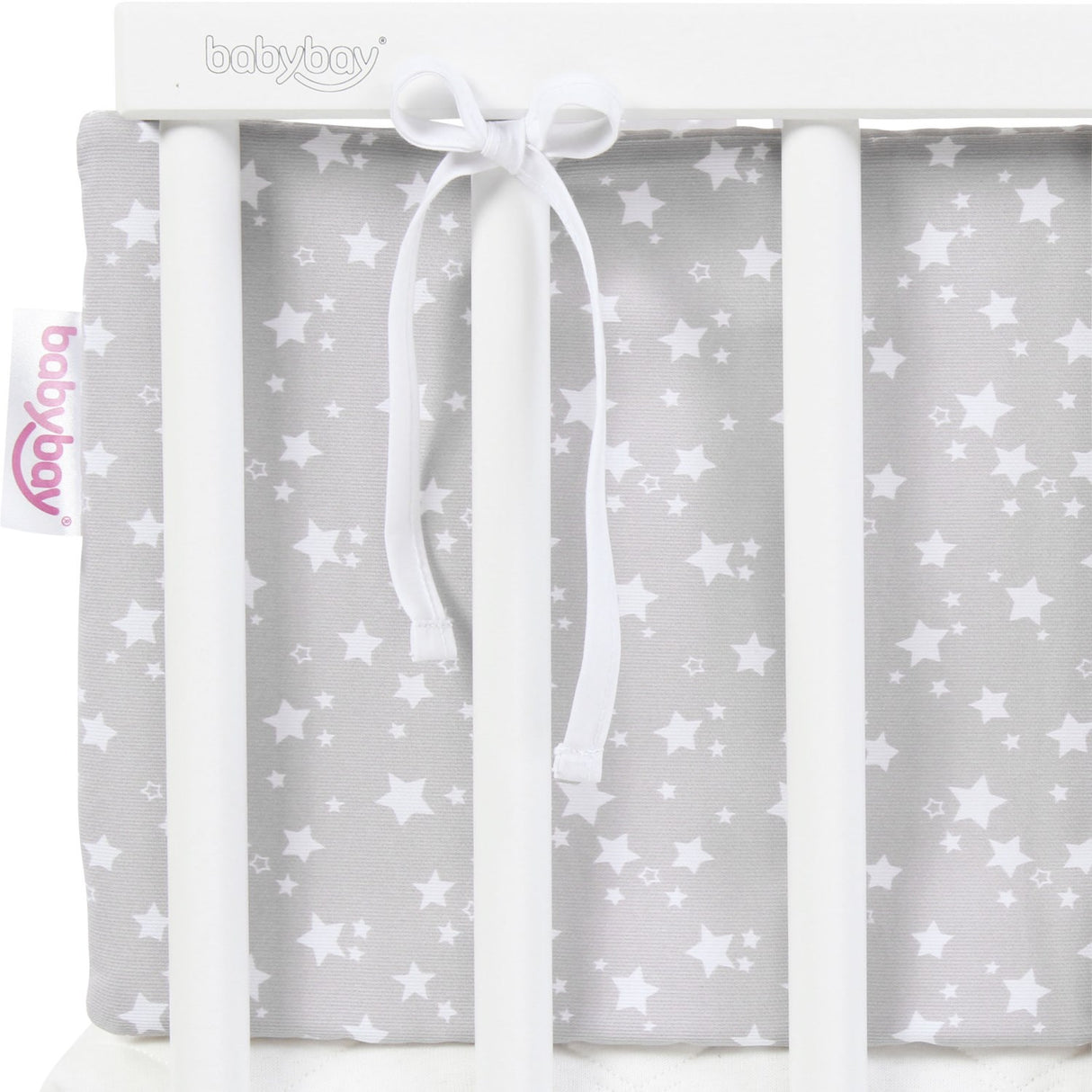 babybay ® Pearlgrey White Stars Sengerand Pique