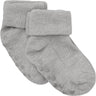 Minymo Light Grey Melange Baby Rib Strømper 2-Pak