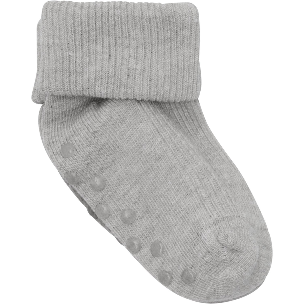 Minymo Light Grey Melange Baby Rib Strømper 2-Pak