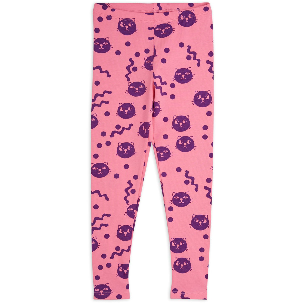 Mini Rodini Pink Squiggly Cats AOP Leggings