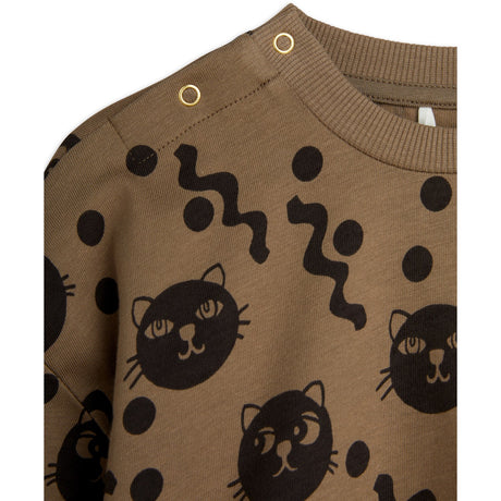 Mini Rodini Brown Squiggly Cats AOP Sweatsæt