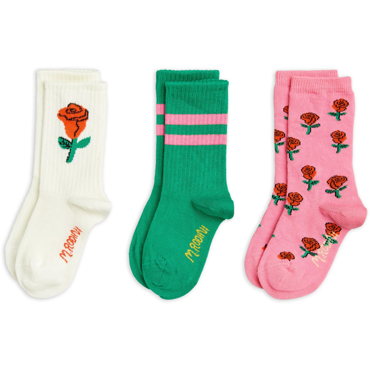 Mini Rodini Multi Roses 3-Pak Strømper