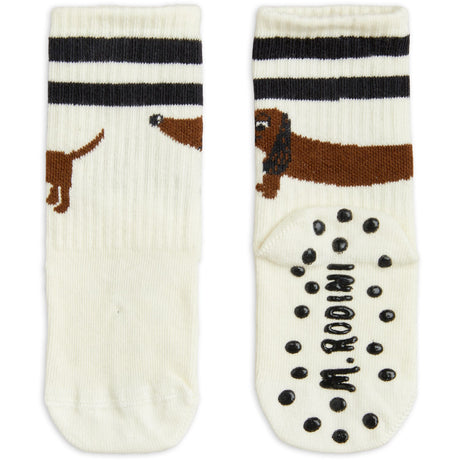 Mini Rodini Offwhite Dog Anti-Slip Strømper