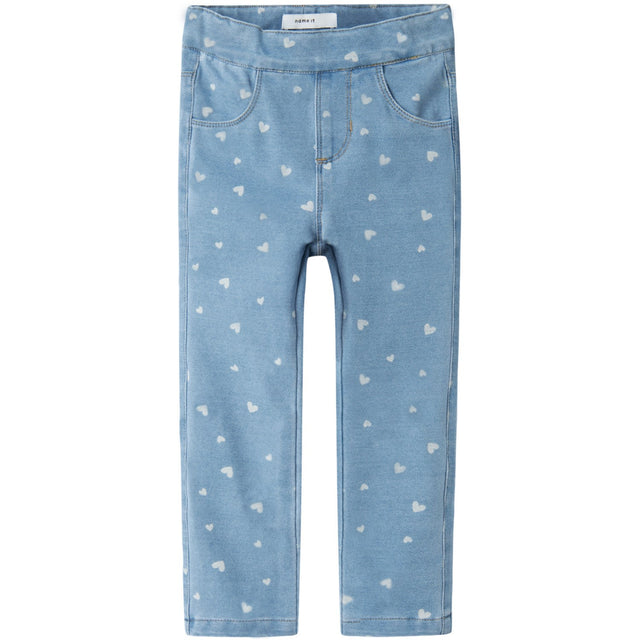 Name It Light Blue Denim Heart Salli Slim Denim Leggings Noos