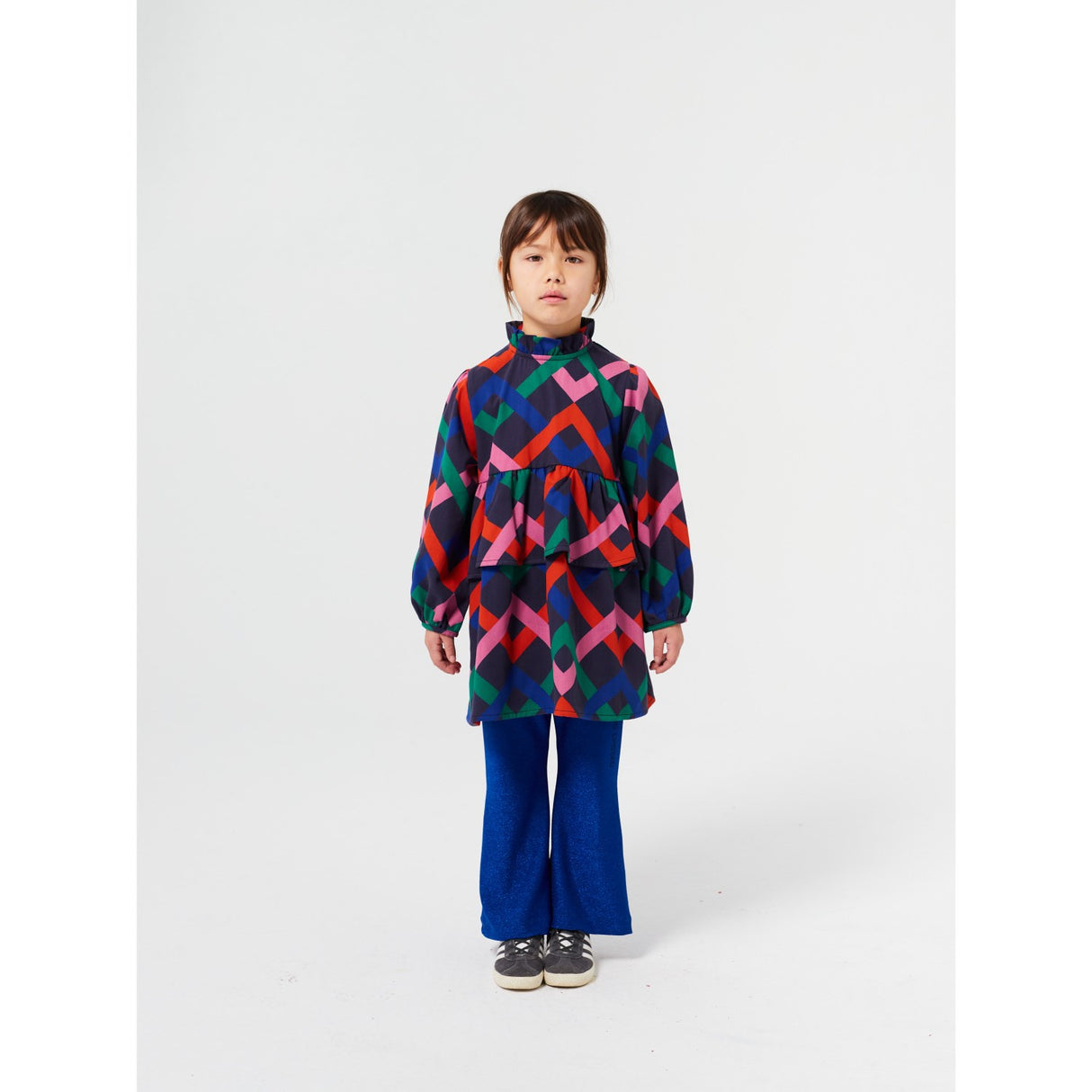 Bobo Choses Midnight Blue Multicolor Garland Woven Kjole