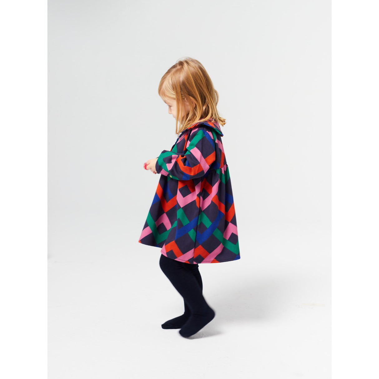 Bobo Choses Midnight Blue Multicolor Garland Woven Kjole