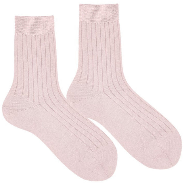 Cóndor Dusty Rose Extrafine Merino Wool Rib Socks