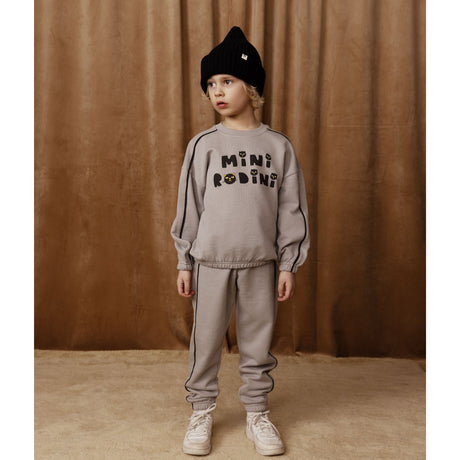 Mini Rodini Grey Plain Piping Sweatpants