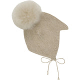 Huttelihut Camel Melange Babyhjelm Uld Strik Alpaca Pompon