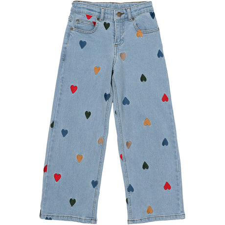 The New Light Blue Denim EMB Nessa Wide Jeans