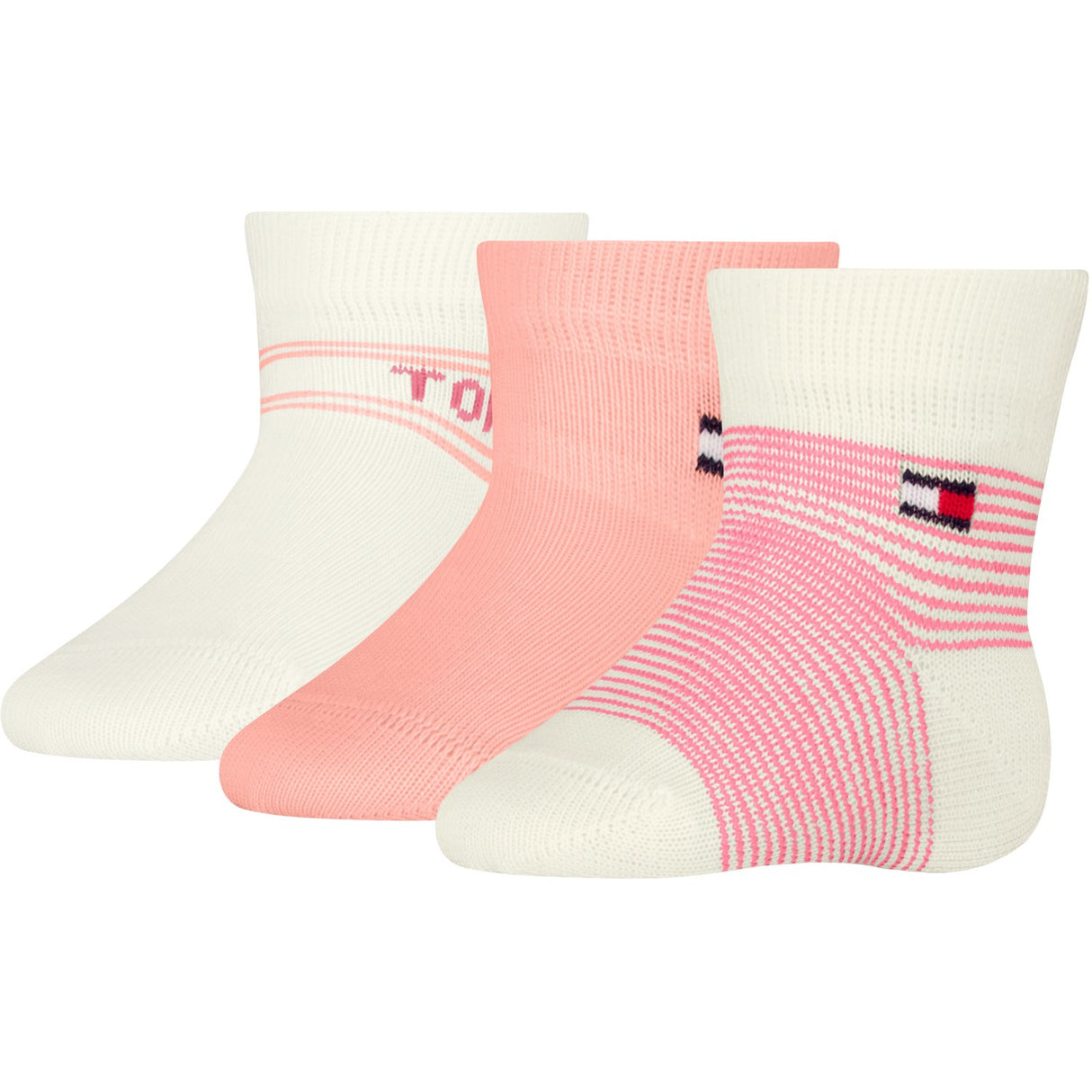 Tommy Hilfiger Pink Baby Strømper 3-pak Gaveæske Stripe