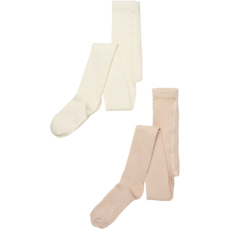 Minymo Off white Stocking - rib (2-Pak)