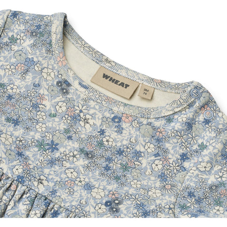 Wheat Blue Summer Flowers Jersey Kjole S/S Nova