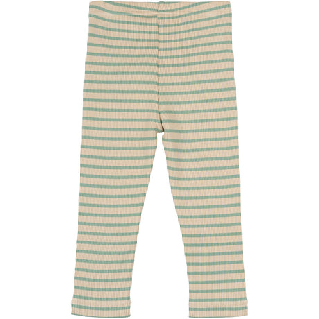 Petit Piao Granite Green/Dark Off White Leggings Modal Striped