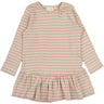 Petit Piao Bright Rose/Dark Off White Kjole L/S Modal Striped