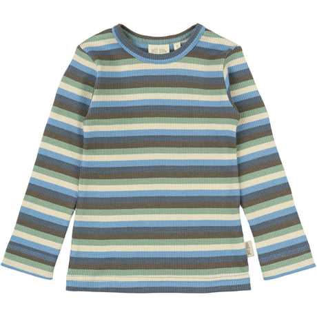 Petit Piao Allure Blue Multi Stripe Bluse Modal Multi Striped