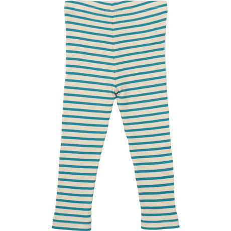 Petit Piao Turquise /Dark Off White Leggings Modal Striped