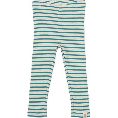 Petit Piao Turquise /Dark Off White Leggings Modal Striped