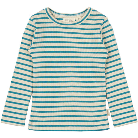 Petit Piao Turquise /Dark Off White Bluse Modal Striped
