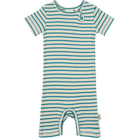 Petit Piao Turquise /Dark Off White Sommerdragt S/S Modal Striped