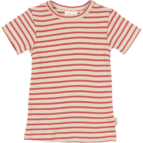 Petit Piao Light Berry/Dark Off White T-shirt S/S Modal Striped
