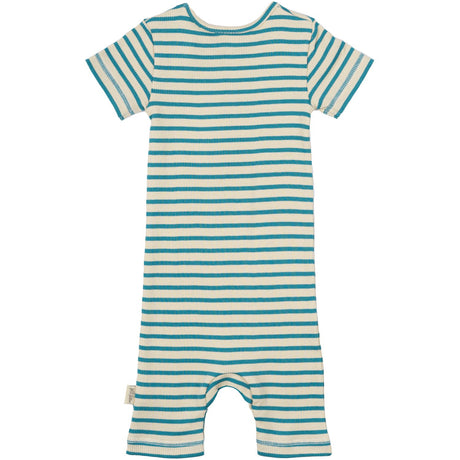 Petit Piao Turquise /Dark Off White Sommerdragt S/S Modal Striped
