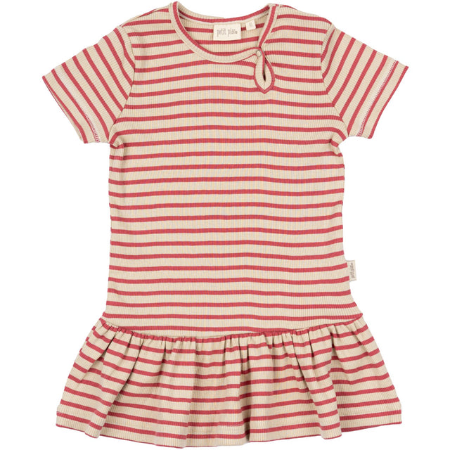 Petit Piao Light Berry/Dark Off White Kjole S/S Modal Striped