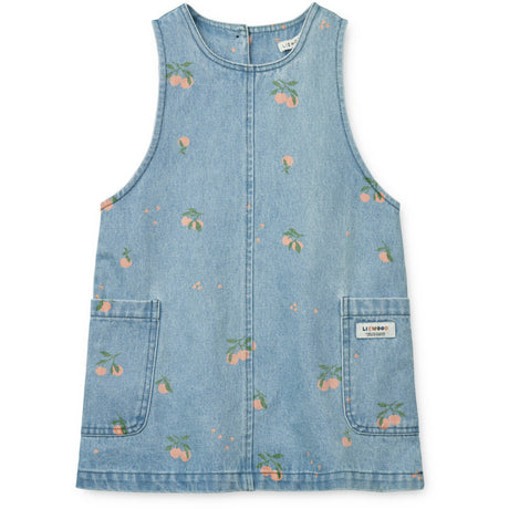 LIEWOOD Peach / Lys Blue Denim Angelica Printed Denim Kjole