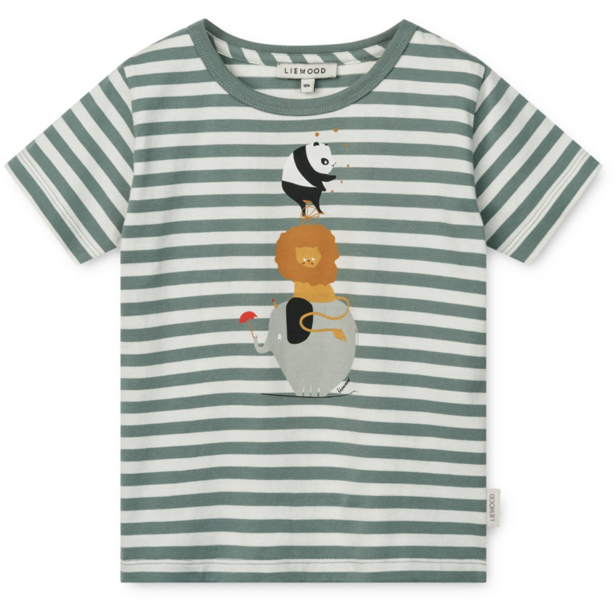 LIEWOOD Circus / Stripe Peppermint / Creme De La Creme Apia Placement Shortsleeve T-shirt
