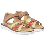 Angulus Sandal M. T-Rem Og Velcrolukning Dark Peach/Peach/Koral/Lys Gul