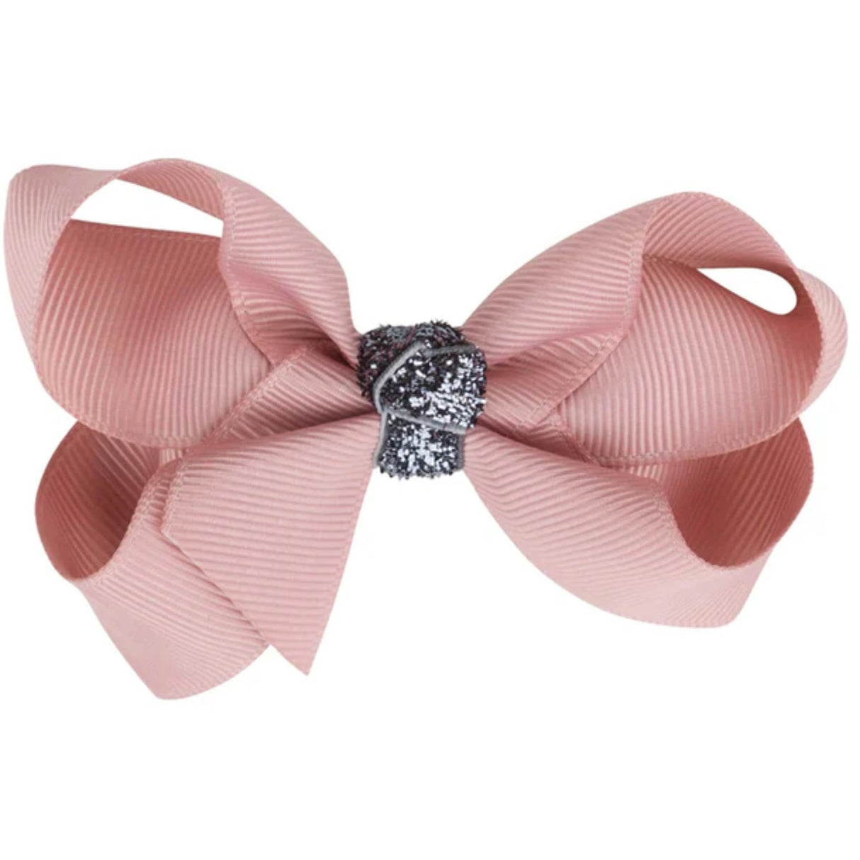 Bow's by Stær Klassisk Sløjfe - Antique Rose/Grå Glitter - 8 cm