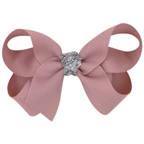 Bow's by Stær Klassisk Sløjfe - Antique Rose/Sølv Glitter - 8 cm