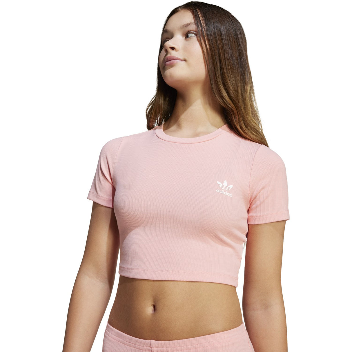 adidas Originals Semi Pink Spark Rib Crop Tee