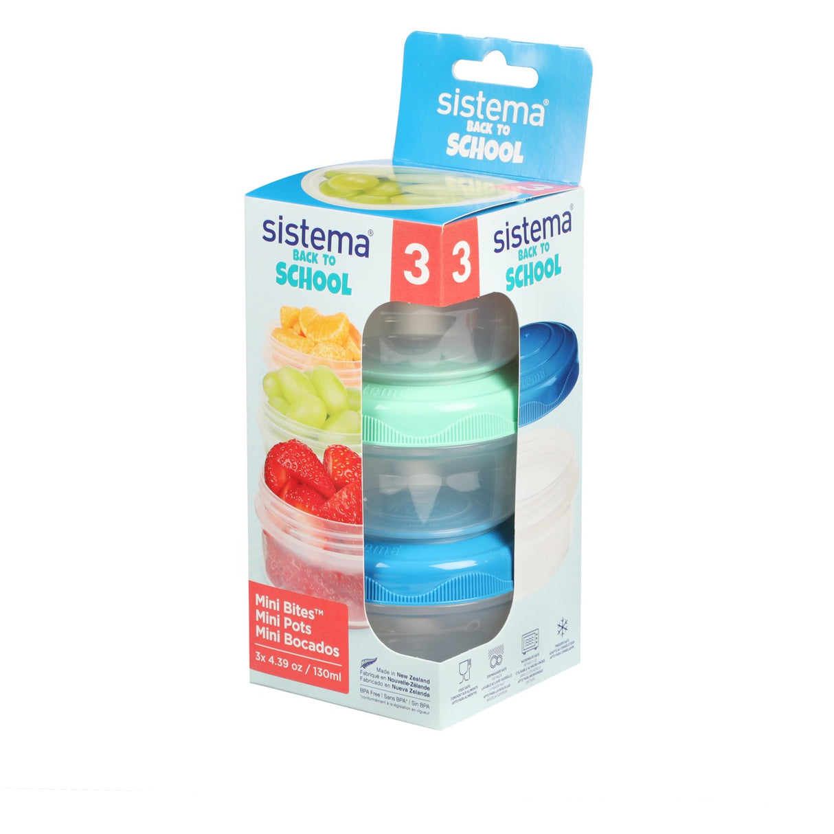 Sistema To Go Mini Bites Opbevaringsbøtter 130 ml Mixed Pack 3-pak