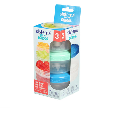 Sistema To Go Mini Bites Opbevaringsbøtter 130 ml Mixed Pack 3-pak